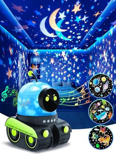 Luz Nocturna Robot Para Niños 12 Películas Proyector De Luz