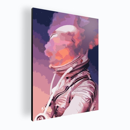 Cuadro Moderno Mural Poster Astronaut Smoke 30x42 Mdf