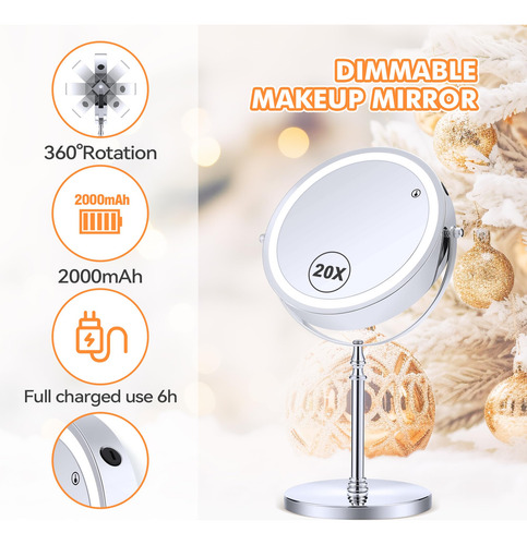 Miyadiva Espejo De Maquillaje Iluminado 20x Mmg