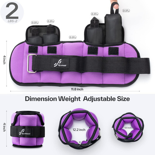 Tobilleras Deportivas Peso Ajustable Hasta 3.5 Lb Violeta Violeta