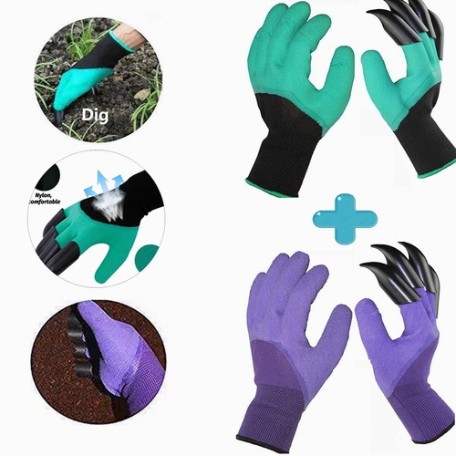 2 Par Guantes De Jardinería Con Garras Trabajo Jardín Huerto