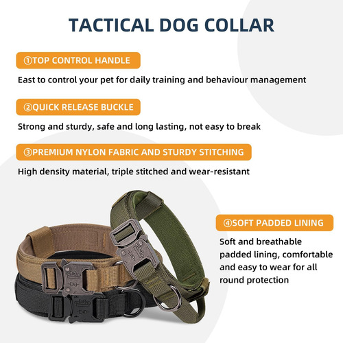 Maiiu Collar Táctico Para Perro, Collar De Perro De Nailon D