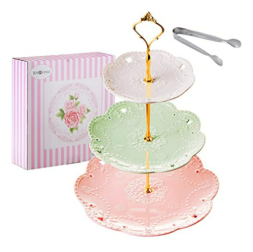 Soporte Para Pasteles De Porcelana  De 3 Niveles - Ideal Par