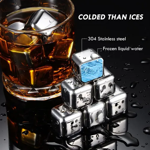 Set Whiskey Stones, Dados Reutilizables De Acero Inoxidable,