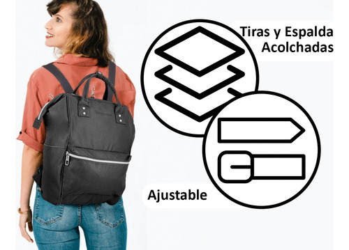 Mochila Cartera Urbana Mujer Porta Notebook Tela Moda Colores Exclusiva By Happy Buy