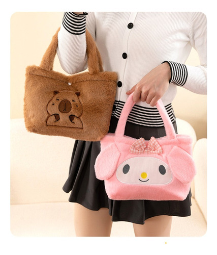 Bolso De Mano De Capibara De Felpa+monedero+llavero+pegatina Chocolate