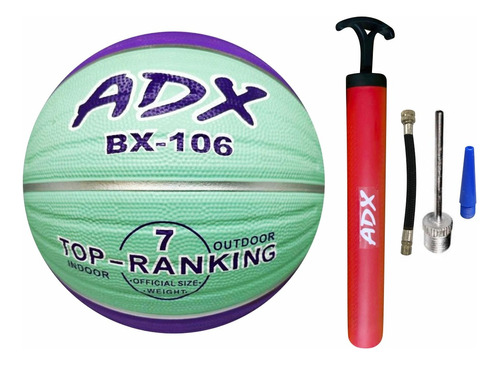 Balon Basquet Bx106 #7 + Bomba Adx Peso/medida Reglamentaria