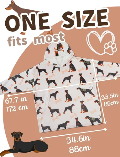 Manta Con Capucha Doberman Pinscher Regalos Para Todos Gris