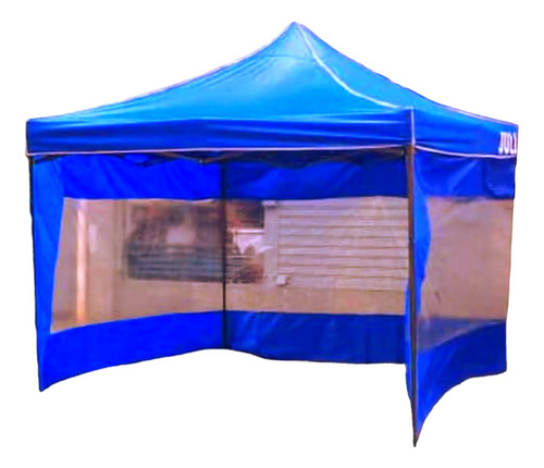 Toldo De 3 X 3 Metros Con Pared Tela Impermeable Azul