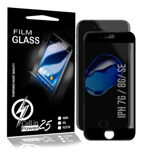 Película Privativa Vidro 3d Preta Para iPhone 7 8 Se 4.7