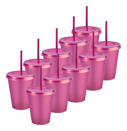 100 Vasos Reusables Tipo Star Para Bebida Fría Mini 16 Oz0 Color Morado tornasol