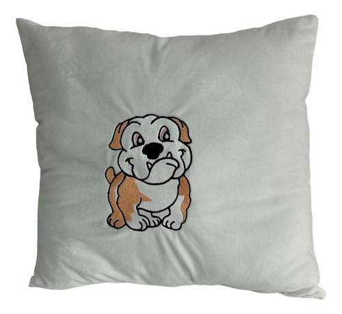 Cojin Bordado De Bulldog De 40 Cm X 40 Cm