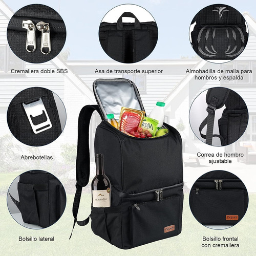 Mochila Térmica Aislada, 27l Hielera Portátil Mochila Con Ab