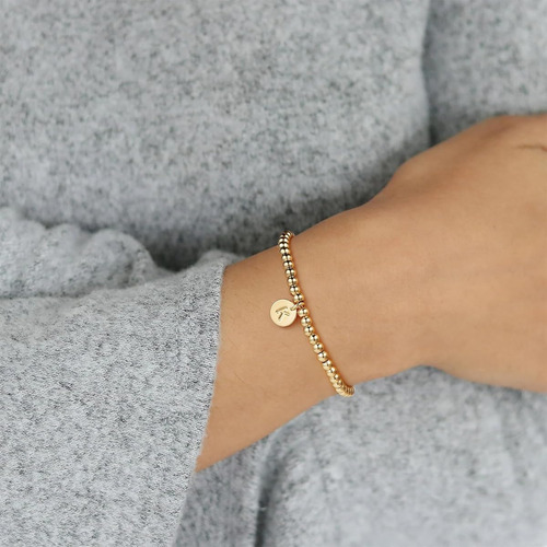 Turandoss Pulsera Chapada En Oro De 14k Inicial O Mujer Dorado 6.81 Cm