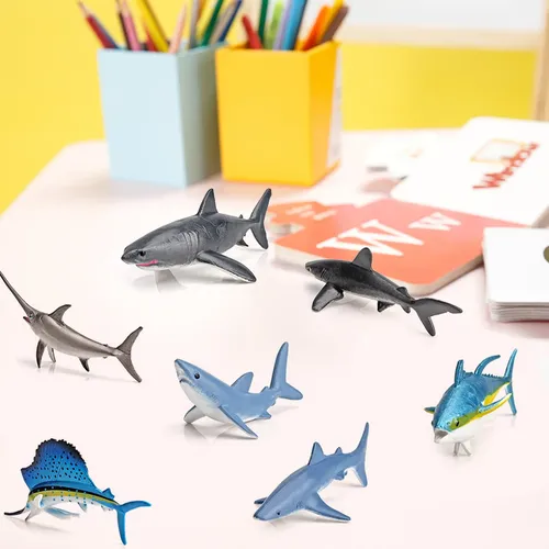 Set De 10 Figuras De Delfines Y Animales Marinos – Juguetes De Baño Educativos De Plástico ABS – Regalo Para Niños