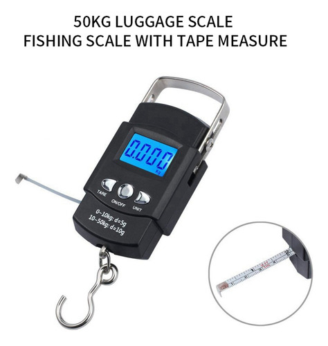 1 Báscula De Viaje De 50 Kg, Báscula De Pesca Digital Sin Ba