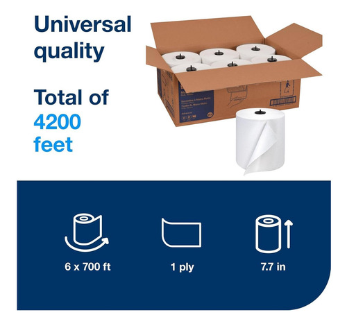 Rollo De Papel Tork Matic Blanco H1, Universal, 100% De 6 Un