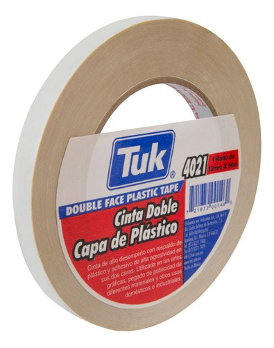 2pzas Cinta Adhesiva Doble Capa Tuk 4021 12 X 50 Mts. Polies