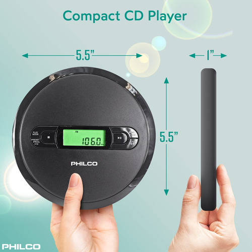 Leitor De Cd Portátil Philco Com Reprodução De Mp3 E Rádio F