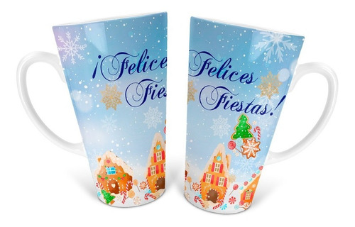 Taza Cónica 17 Oz Galletas Jengibre Felices Fiestas Navidad