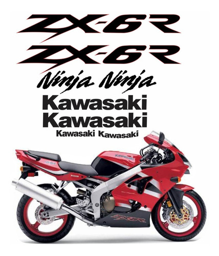 Kit Adesivos Compativeis Kawasaki Ninja Zx-6r 2002 Vermelha