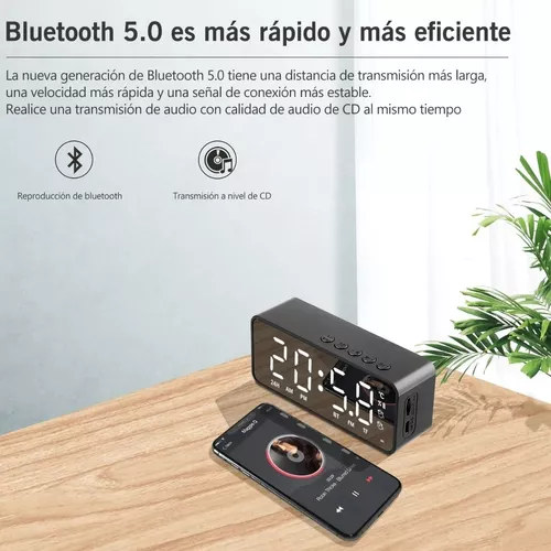 Reloj Despertador Digital C/bocina/bluetooth/radio Fm, Negro