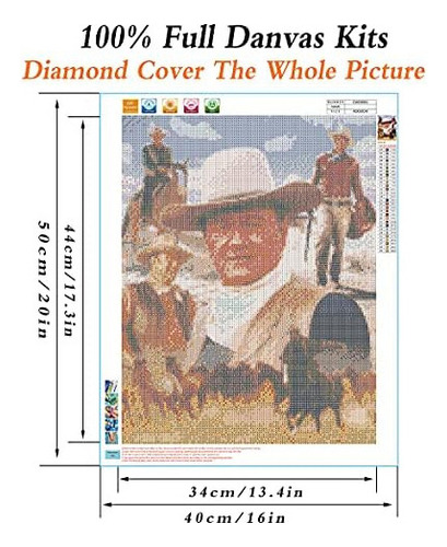 Hh F Pintura De Diamante 5d Diy John Wayne Cowboy