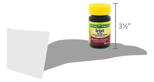 Iron Ferro 65 Mg 100 Tabs 325 Mg - Spring Valley, Eua Sabor Sem Sabor