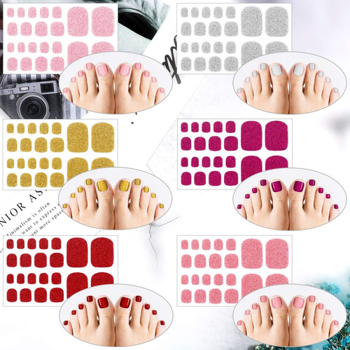 12 Folhas De Glitter Para Unhas De Dedo Do Pé Autoadesivas,