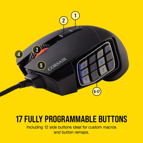 Mouse Para Jogos Corsair Scimitar Rgb Elite 18.000 Dpi Preto