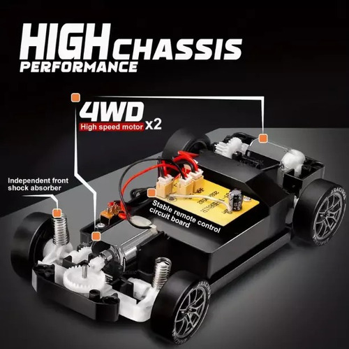 Drift Rc 4wd Alta Velocidad Con Luces Neumáticos Extras 1:24