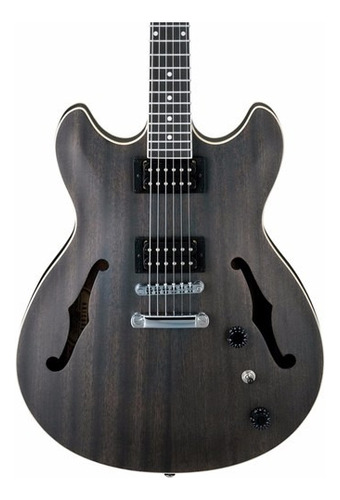 Guitarra eléctrica Ibanez AS Artcore AS53 semi hollow de sapele transparent black flat con diapasón de nogal