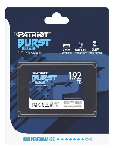 Disco sólido interno Patriot Burst Elite Sata Iii Pro de 1,92 TB, color negro