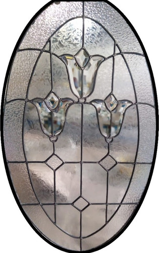 Imagen 1 de 1 de Vitral Emplomado Ovalado Con Cristal Biselado
