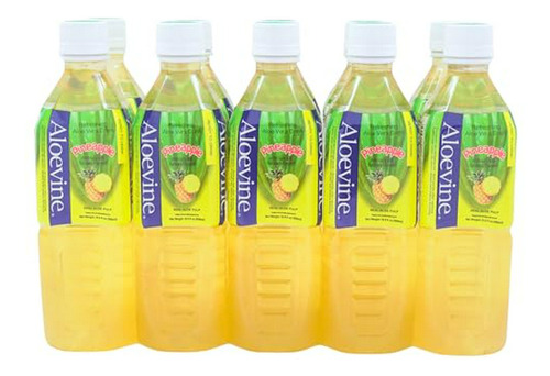 Jugo Aloe Vera Piña Con Trozos 16.9 Oz. 10 Pack.