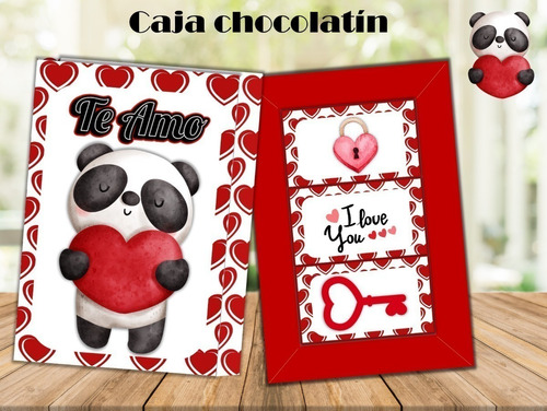 Kit Imprimible Caja Chocolatines San Valentín Editable
