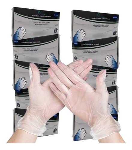 Guantes De Vinilo Sin Polvo Descartables X 1000 (10 Cajas) 