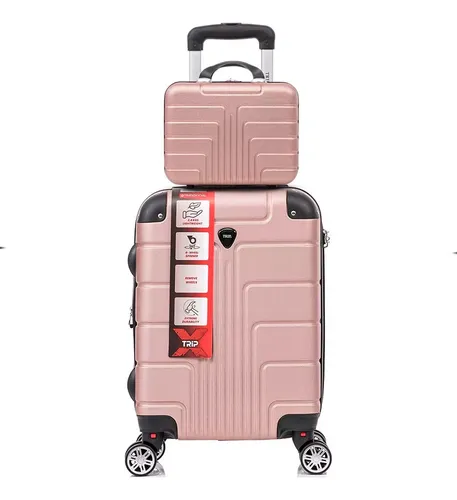 comprar Mala De Bordo Pp + Frasqueira Viagem P Rodinhas 360° Abs 