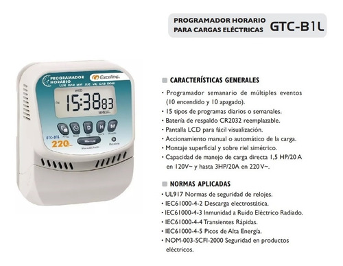Programador Horario Digital De Bornera Exceline 220v