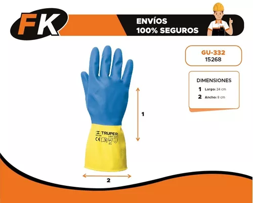 Guantes De Latex Para Limpieza Medianos Reforzados Truper GU-332