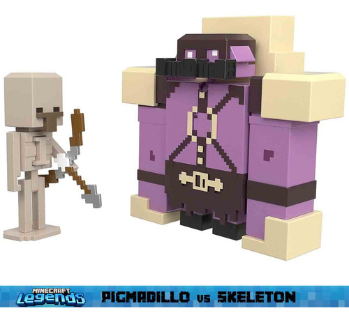 Minecraft Bonecos Pigmadillo Vs Esqueleto Legends - Mattel