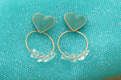 Imagen 6 de 8 de Aretes Pendientes Oro 18k Corazón Dama Regalo Mama Elegante