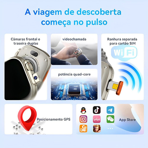 Smartwatch Ultra 3 Ai Chip 5g Câmera Wifi 16gb + Pulseiras