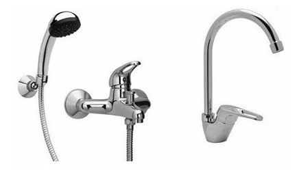 Imagen 3 de 6 de Combo Set Canilla Lavatorio Cocina Cisne Y Sifon Oferta
