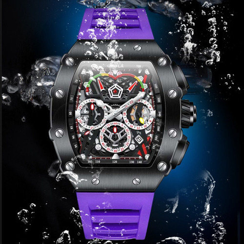 Reloj Mecánico Completamente Automático Onola Fashion Color Del Bisel Black/red
