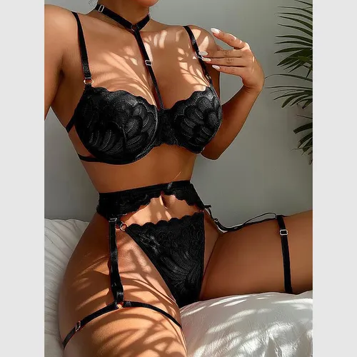 Lenceria Para Mujer Conjuntos Con Encaje Con Cuello Halter