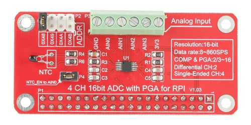 Modulo Convertidor Analogico Digital 16 Bits Ads1115 Adc