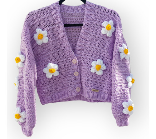 Cardigan Aesthetic Coquette Tejido A Mano Flores 3d