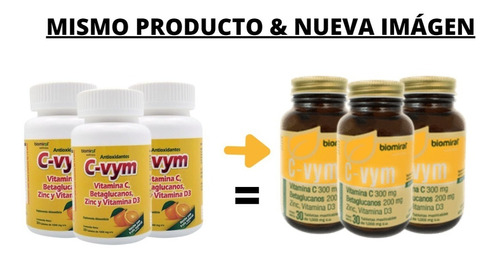 C-vym Vitamina C, D3 Betaglucanos Zinc 30 Tab (3 Pzs) Full