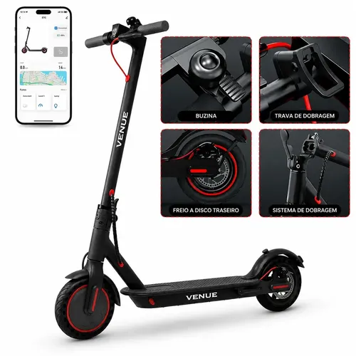 Patinete Elétrico 350w E App Gps Bateria Recarregável Dobrável Super Aut